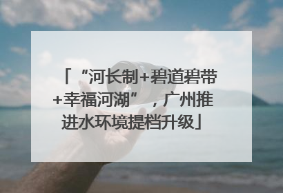 “河长制+碧道碧带+幸福河湖”，广州推进水环境提档升级