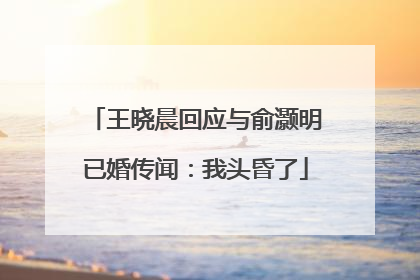 王晓晨回应与俞灏明已婚传闻：我头昏了