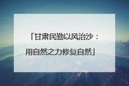 甘肃民勤以风治沙：用自然之力修复自然