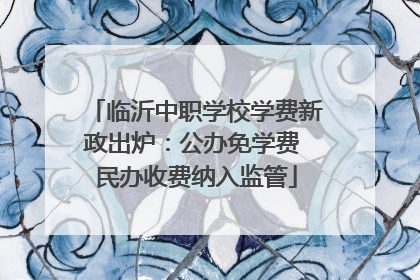 临沂中职学校学费新政出炉：公办免学费 民办收费纳入监管