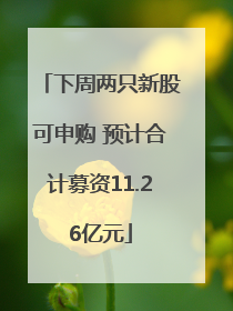 下周两只新股可申购 预计合计募资11.26亿元