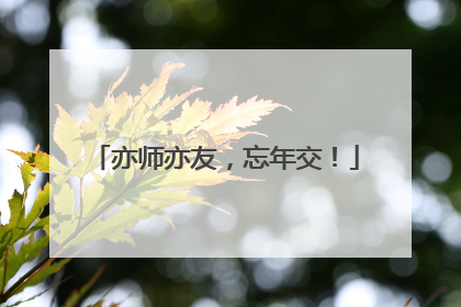 亦师亦友，忘年交！