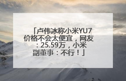 卢伟冰称小米YU7价格不会太便宜，网友：25.59万，小米副董事：不行！
