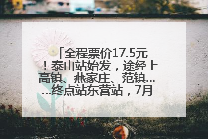 全程票价17.5元！泰山站始发，途经上高镇、燕家庄、范镇……终点站东营站，7月1日开通！