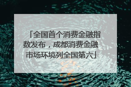 全国首个消费金融指数发布，成都消费金融市场环境列全国第六