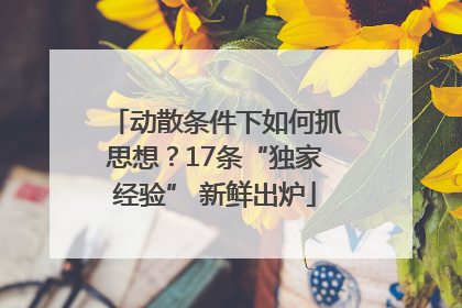 动散条件下如何抓思想？17条“独家经验” 新鲜出炉