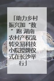 助力乡村振兴加“数”跑 湖南农村产权流转交易科技小院授牌仪式在长沙举行