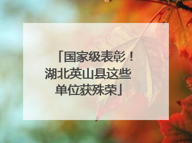 国家级表彰！湖北英山县这些单位获殊荣