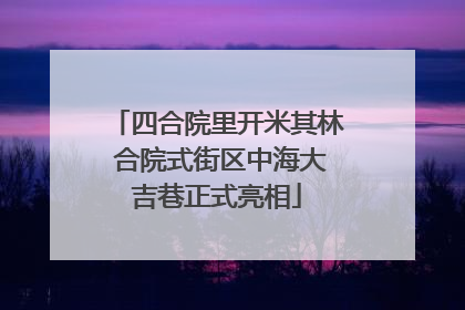 四合院里开米其林 合院式街区中海大吉巷正式亮相