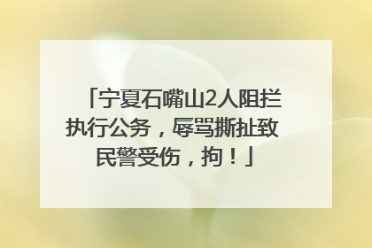 宁夏石嘴山2人阻拦执行公务，辱骂撕扯致民警受伤，拘！