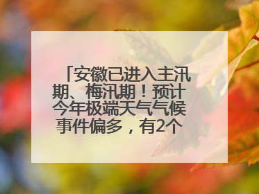 安徽已进入主汛期、梅汛期！预计今年极端天气气候事件偏多，有2个台风影响安徽