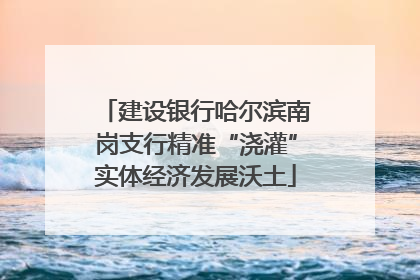 建设银行哈尔滨南岗支行精准“浇灌”实体经济发展沃土