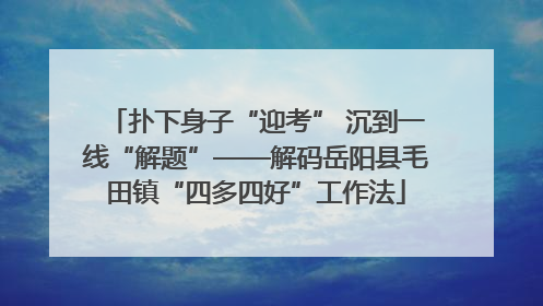 扑下身子“迎考” 沉到一线“解题”——解码岳阳县毛田镇“四多四好”工作法