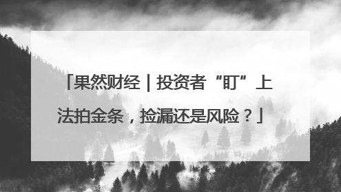 果然财经｜投资者“盯”上法拍金条，捡漏还是风险？