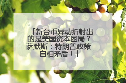 新台币异动折射出的是美国资本困局？萨默斯：特朗普政策自相矛盾！