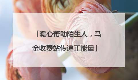 暖心帮助陌生人，马金收费站传递正能量