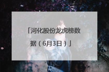 河化股份龙虎榜数据（6月3日）