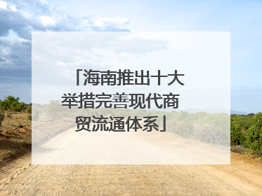 海南推出十大举措完善现代商贸流通体系