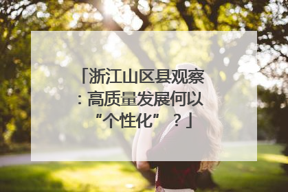 浙江山区县观察：高质量发展何以“个性化”？