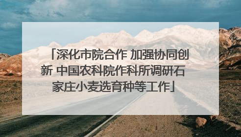 深化市院合作 加强协同创新 中国农科院作科所调研石家庄小麦选育种等工作