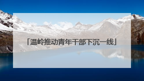温岭推动青年干部下沉一线
