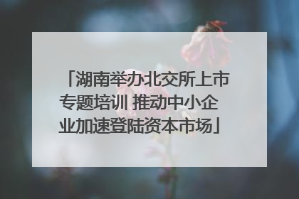 湖南举办北交所上市专题培训 推动中小企业加速登陆资本市场