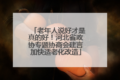 老年人说好才是真的好！河北省政协专题协商会建言加快适老化改造