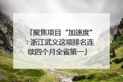 聚焦项目“加速度”：浙江武义这项排名连续四个月全省第一