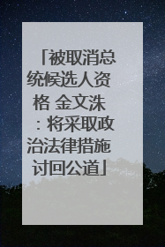 被取消总统候选人资格 金文洙：将采取政治法律措施讨回公道