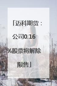 迈科期货：公司0.16%股票将解除限售