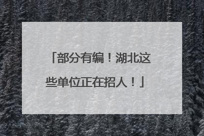 部分有编！湖北这些单位正在招人！