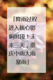 降雨过程进入核心影响时段！未来三天，重庆中雨大雨暴雨