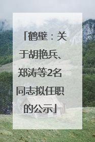 鹤壁：关于胡艳兵、郑涛等2名同志拟任职的公示