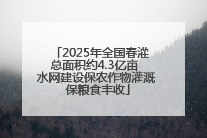 2025年全国春灌总面积约4.3亿亩 水网建设保农作物灌溉 保粮食丰收