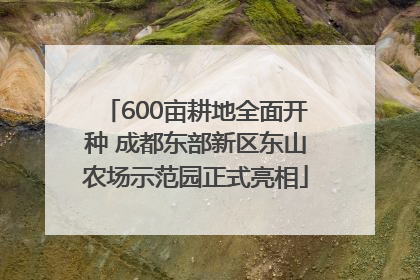 600亩耕地全面开种 成都东部新区东山农场示范园正式亮相
